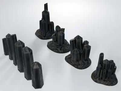 Crystal model assets for Sci-fi crystal rocks 10 low poly assets Low-poly 3D model