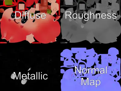 Cherry Character Model with Bow and Glasses  Rigged and Animated Low-poly 3D model