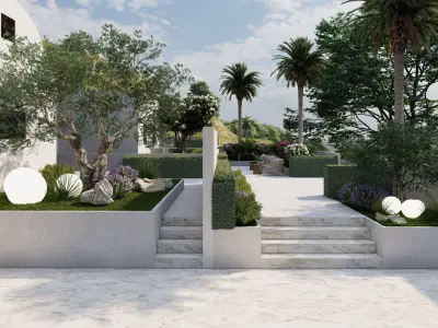 3D Exterior Scene 3D model design garden and landscape 3D  3D model 4