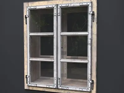 Old Painted Wood Window 3D model