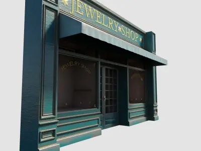 city shop front with 4k pbr textures Low-poly 3D model