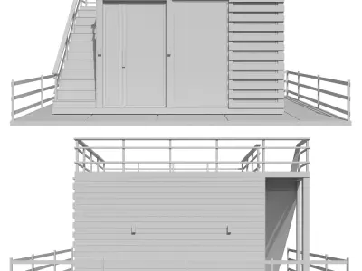 Besedca wooden cabin with stairs and railings 3D model