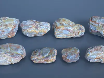 8 Boulder Rocks - 240720 Low-poly 3D model
