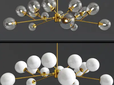Orion 15 Light Pendant in Brass Amber 3D model