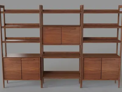 Tate Bookcase Bar With 2 Bookcase Cabinets 3D model