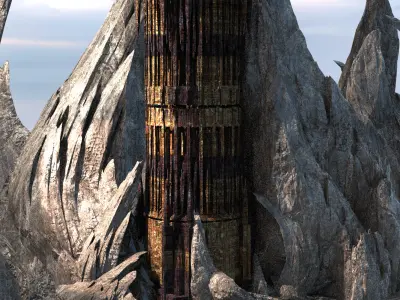  Mountain cliff tower 1 3D model