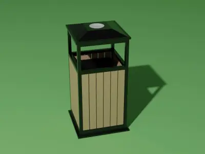 Trash can Low-poly 3D model 15