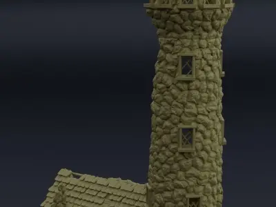 Ruined Lighthouse Tabletop Terrain 28 MM 3D print model