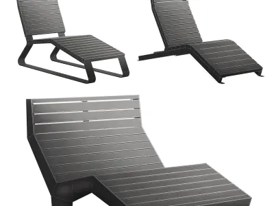 Park benches chaise longue 4 3D model