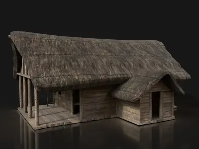 Next Gen AAA FANTASY MEDIEVAL WOODEN SIMPLE THATCHED HUT Low-poly 3D model