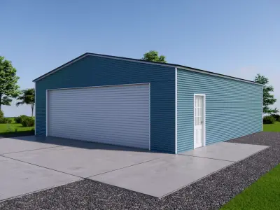 Metal Carport  Double Garage  Corrugated Steel Shed Low-poly 3D model
