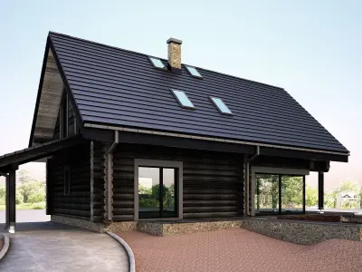 Wood house model 3d dom55 3D model 3D model