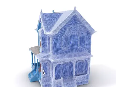 Victorian Blue House model pack Low-poly 3D model