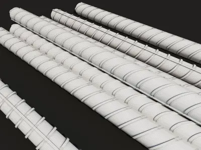 Corroded steel rebar Rusty reinforcement  Building materials 3D model