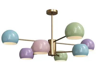 Macaron Sputnik Chandelier Lamp Metal Kids Bedroom Low-poly 3D model