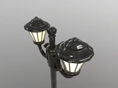 Victorian Street Lamp Low-poly 3D model