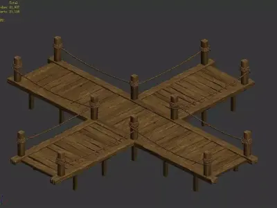 X Cross - Wooden Bridge 03 3D model