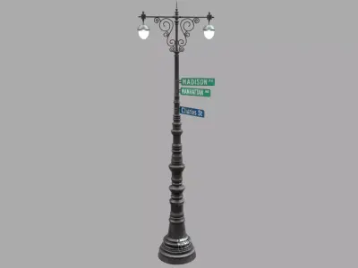 Street lamp 3 Low-poly 3D model