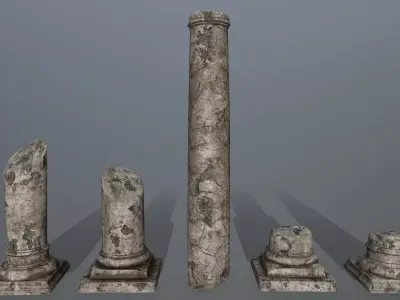 broken pillar Low-poly 3D model