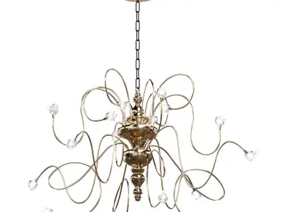 Rialto classic LED chandelier in wood and metal 3D model