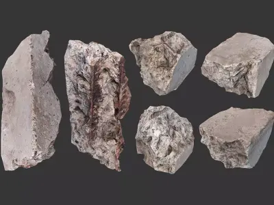 Small Concrete Debris Pack Low-poly 3D model