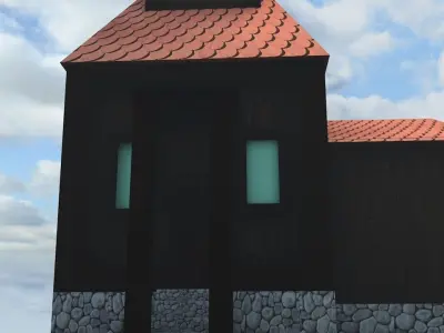 house with roof Low-poly 3D model