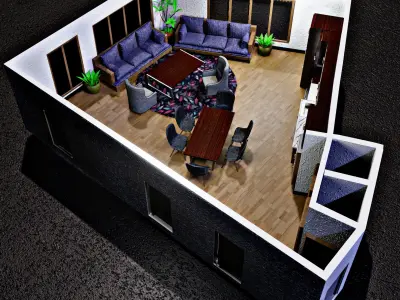 3d living room  Low-poly 3D model