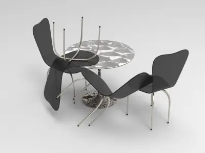 Table And Chair Set Low-poly 3D model