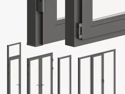 Modern style windows and glass entrance doors 3D model