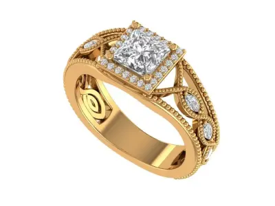 Princess Engagement Ring 3D print model buy