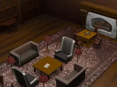 Modern Living Room Interior Low-poly 3D model