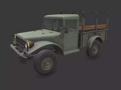 WW2 Military Light Utility Transport Truck Low-poly PBR Low-poly 3D model