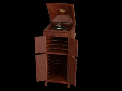 Realistic High Res Phonograph Record Player Cabinet 3D model