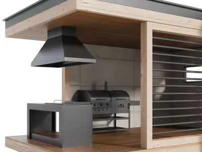 Modern Outdoor Kitchen 26 3D model
