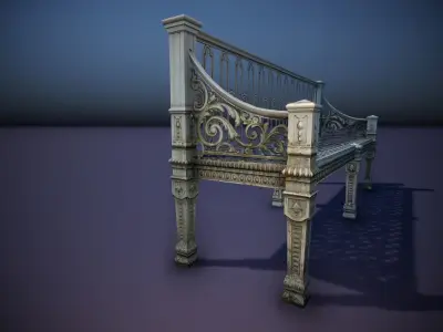 Street Bench 001 Low-poly 3D model