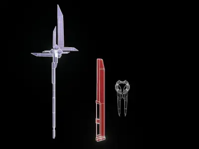 Sci-Fi Melle Weapons Low-poly 3D model