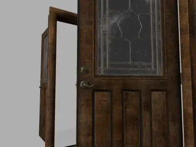 door 2 wooden - wooden Low-poly 3D model
