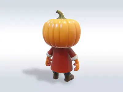 3D Cartoon character Halloween pumpkin with human-like features 3D model