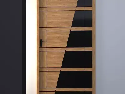 3d door modern wooden design Low-poly 3D model