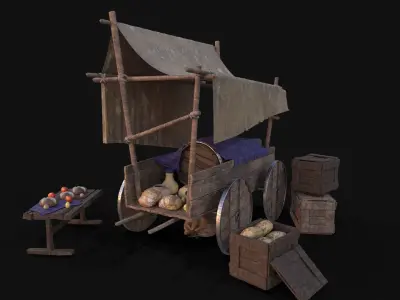 Medieval Stall Low-poly 3D model