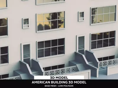 American Building 3D Model Low-poly 3D model