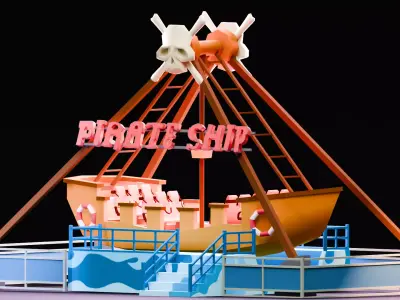 Amusement Park - Pirate Ship Low-poly 3D model