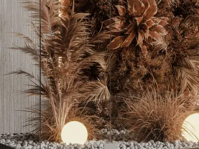 Wooden planks and vertical garden 12 autumn 3D model