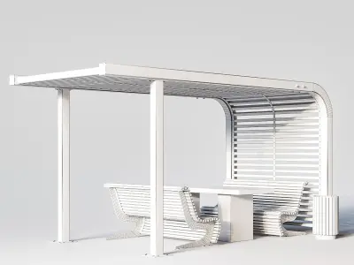 Benches pergola urn 3D model