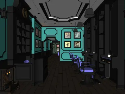 Barbershop Interior Model 3D model