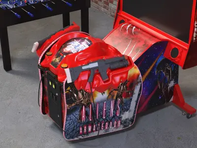  Arcade Game Machine Aliens Armageddon Off State Rigged for Maya 
