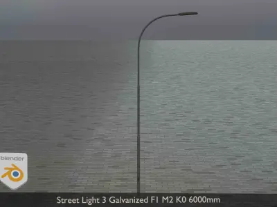  Street Light 3 Galvanized F1 M2 K0 6000mm Low-poly 3D model