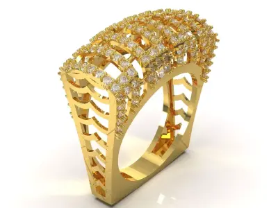 Cigar Band Diamond Grid Design stl 3dm ring model jr00262 3D print model