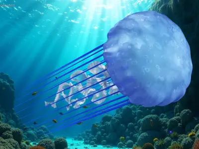  Electric Blue Jellyfish Rigged 