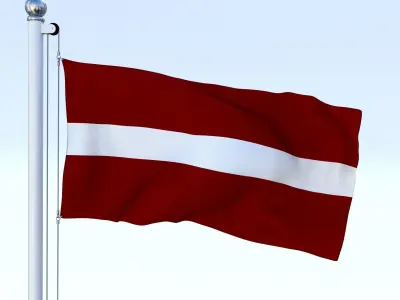 Animated Latvia Flag Low-poly 3D model